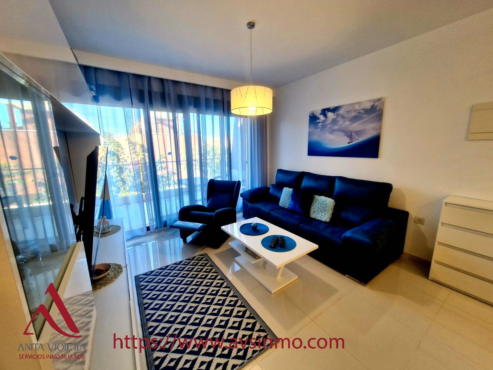 Sala d'estar de Casa o xalet de lloguer en Pilar de la Horadada amb Aire condicionat, Moblat i Forn