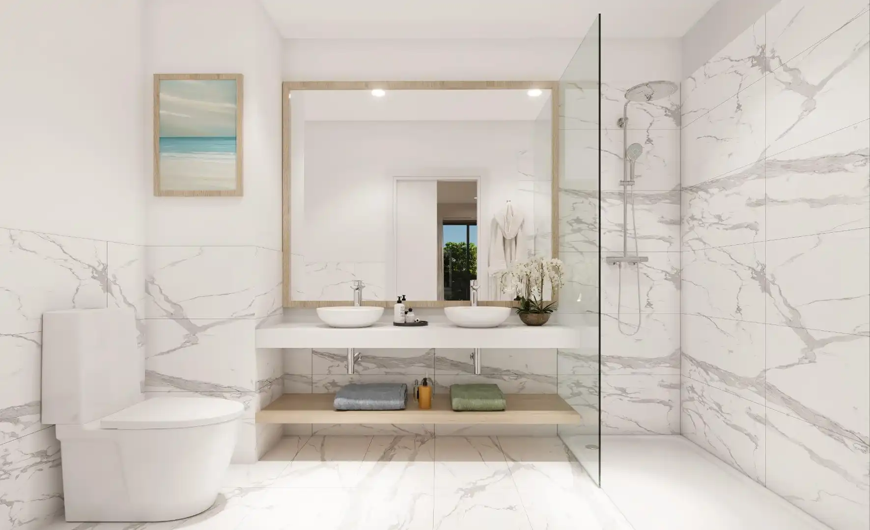 Badezimmer von Dachboden zum Verkauf in  Palma de Mallorca mit Klimaanlage, Heizung und Privatgarten