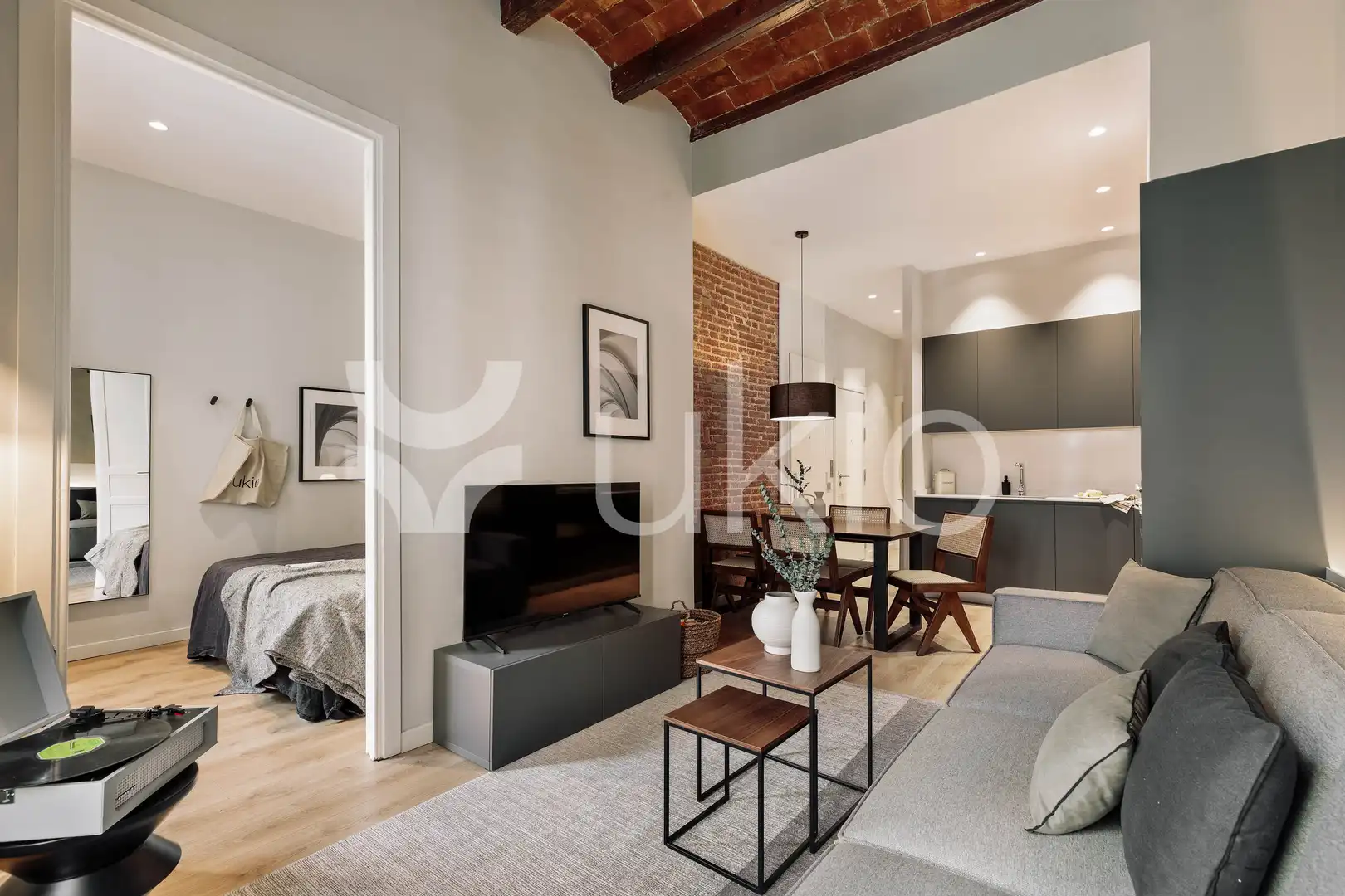 Sala de estar de Apartamento de alquiler en Barcelona con Aire acondicionado, Calefacción y Terraza