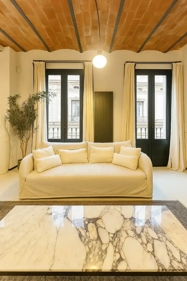 Wohnzimmer von Wohnung zur Miete in Barcelona mit Klimaanlage, Heizung und Parkett