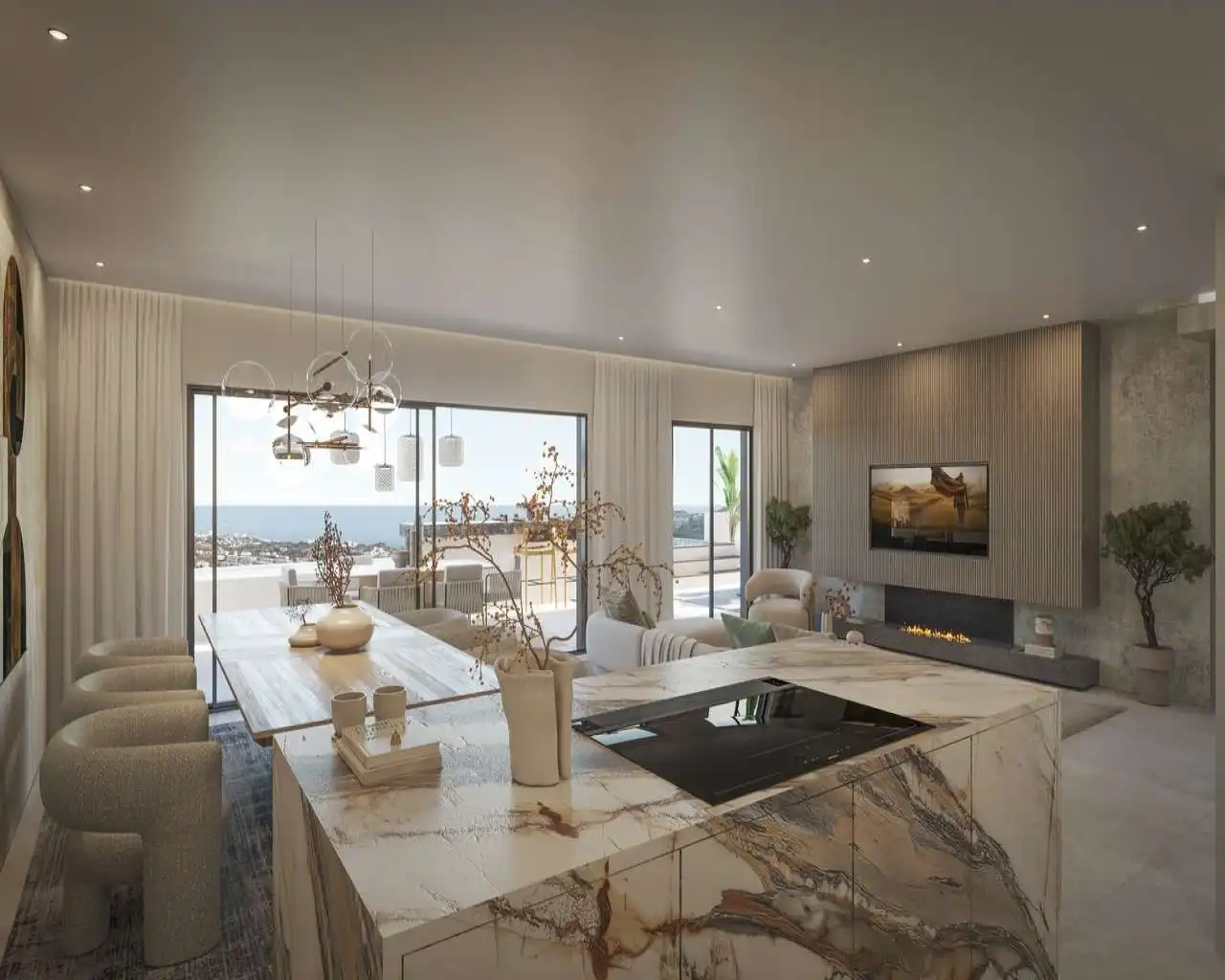 Sala d'estar de Apartament en venda en Benalmádena amb Aire condicionat, Calefacció i Jardí privat