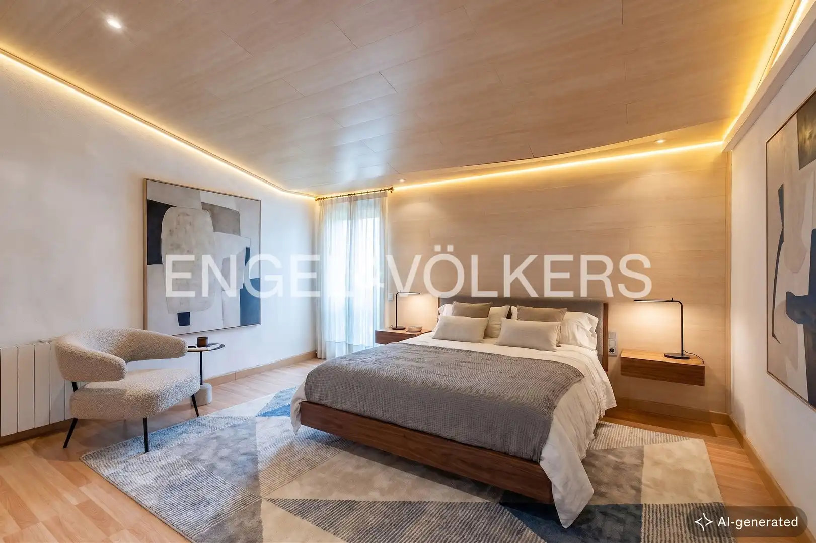 Schlafzimmer von Einfamilien-Reihenhaus zum Verkauf in Barcelona mit Klimaanlage, Heizung und Privatgarten