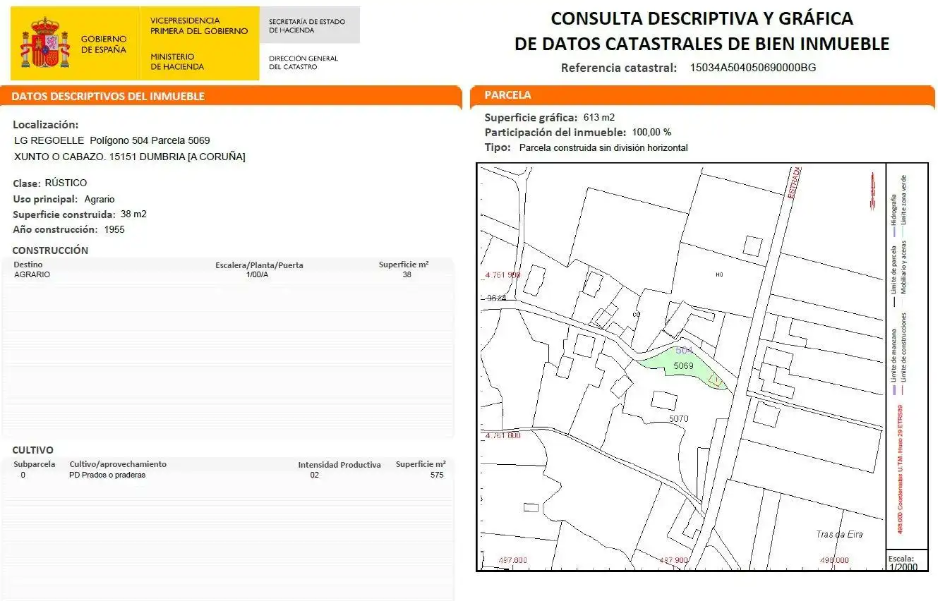 Finca rústica en venta en Dumbría