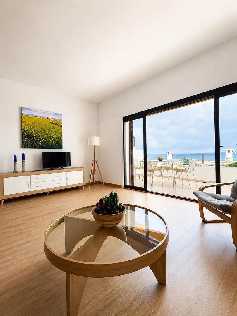 Wohnzimmer von Einfamilien-Reihenhaus zur Miete in Calvià mit Klimaanlage, Terrasse und Abstellraum