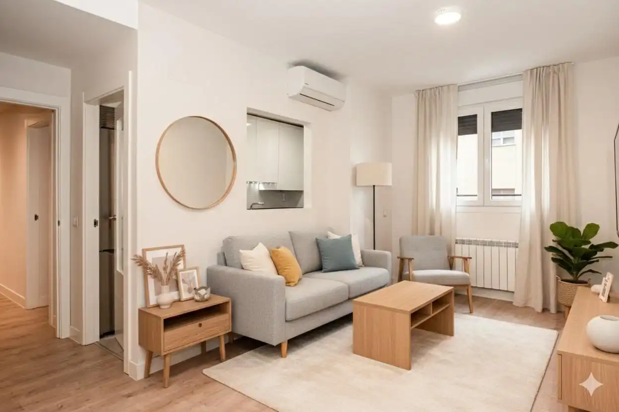 Wohnzimmer von Dachboden zur Miete in  Madrid Capital mit Klimaanlage, Terrasse und Abstellraum