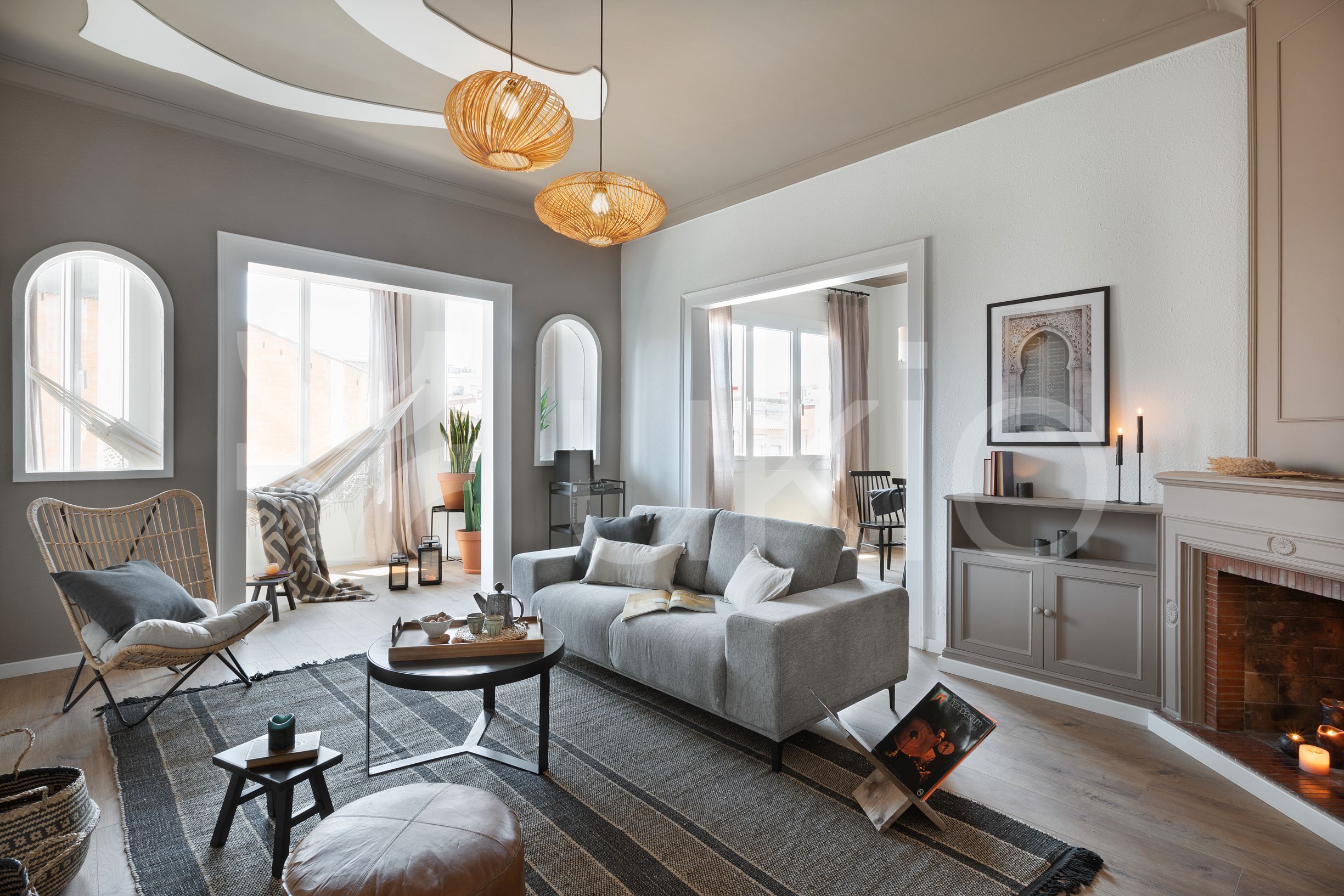 Sala d'estar de Apartament de lloguer en  Barcelona Capital amb Aire condicionat, Calefacció i Moblat