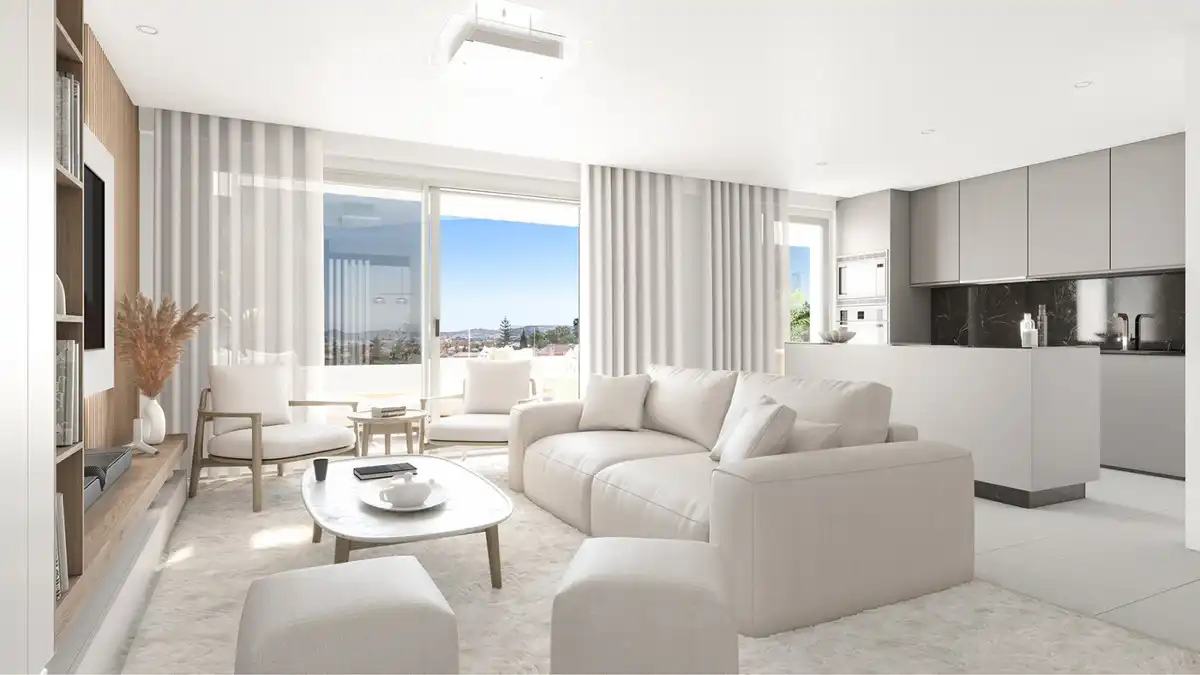 Sala de estar de Apartamento en venta en Mijas con Aire acondicionado, Calefacción y Jardín privado
