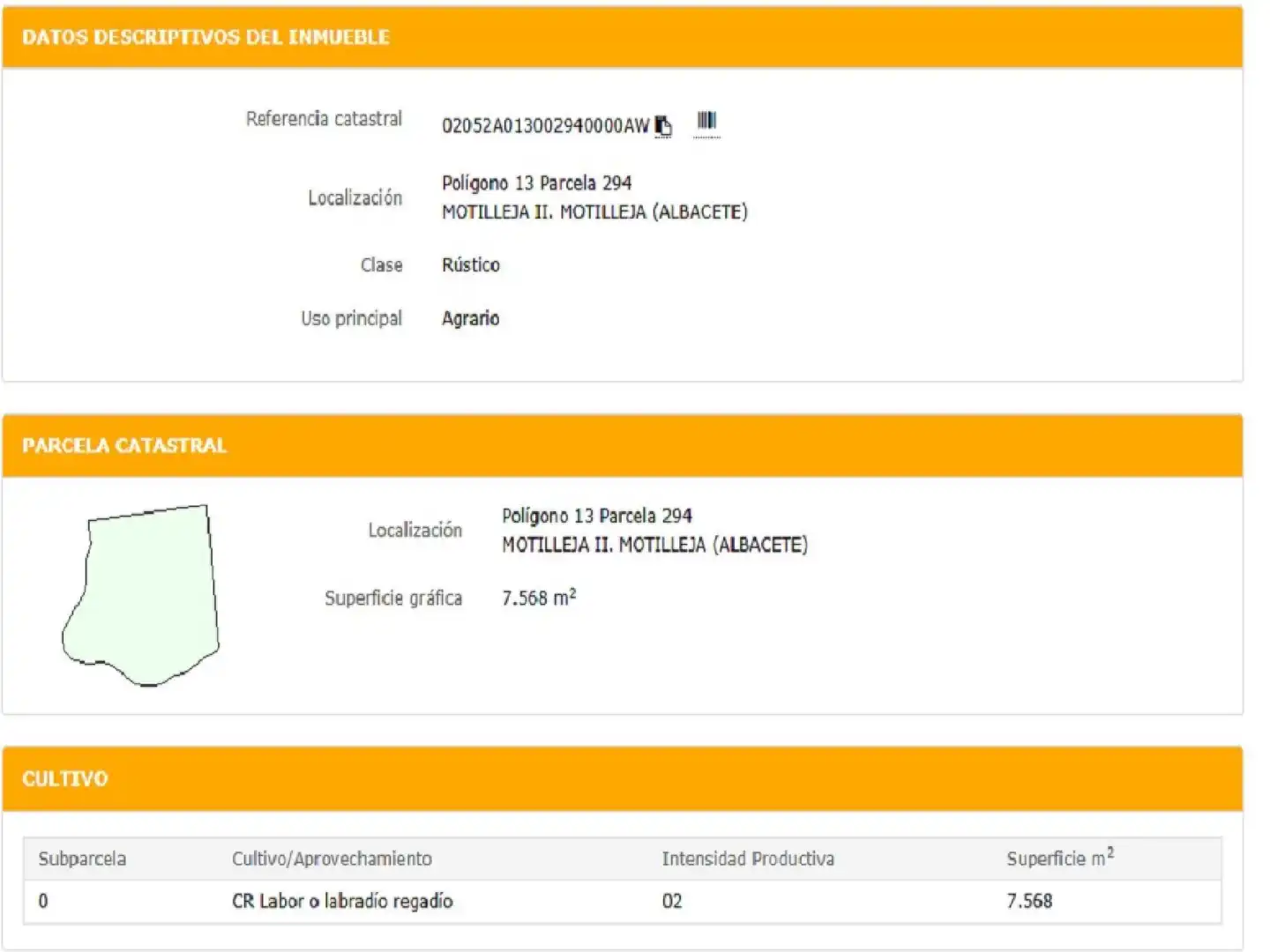 Jardín de Terreno en venta en Motilleja