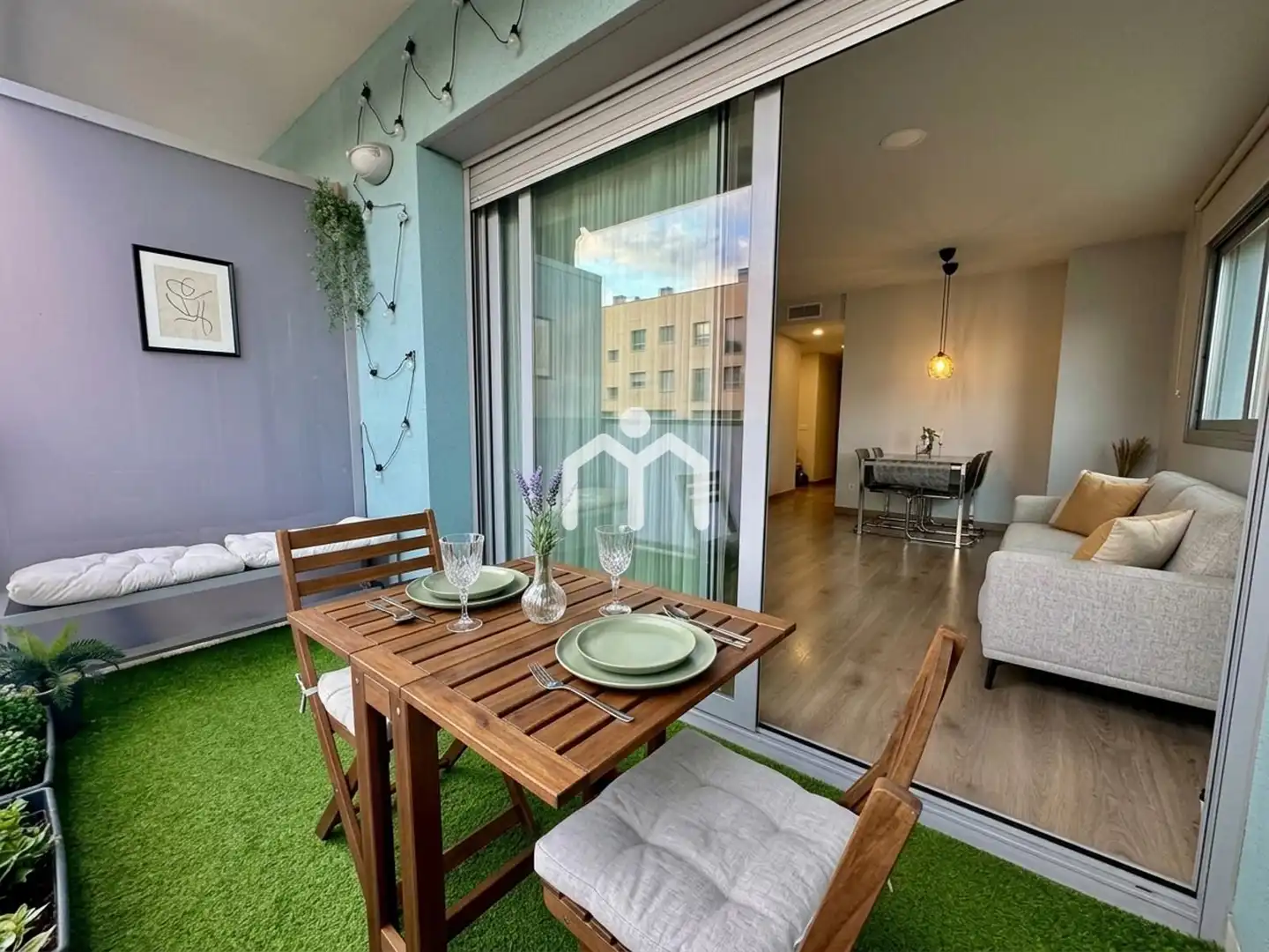 Balcony of Flat for sale in Badalona  with Air Conditioner, Heating and Parquet flooring