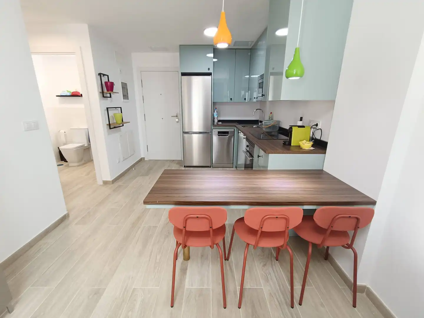 Cuina de Apartament de lloguer en Mogán amb Aire condicionat, Terrassa i Moblat