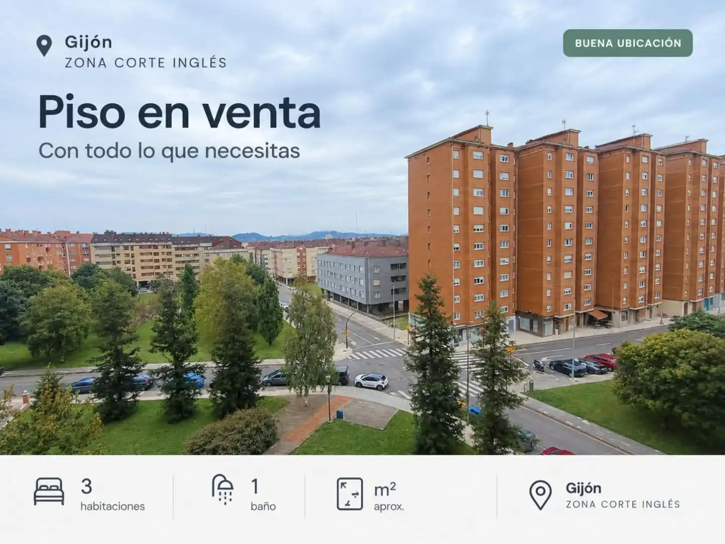 Vista exterior de Piso en venta en Gijón 