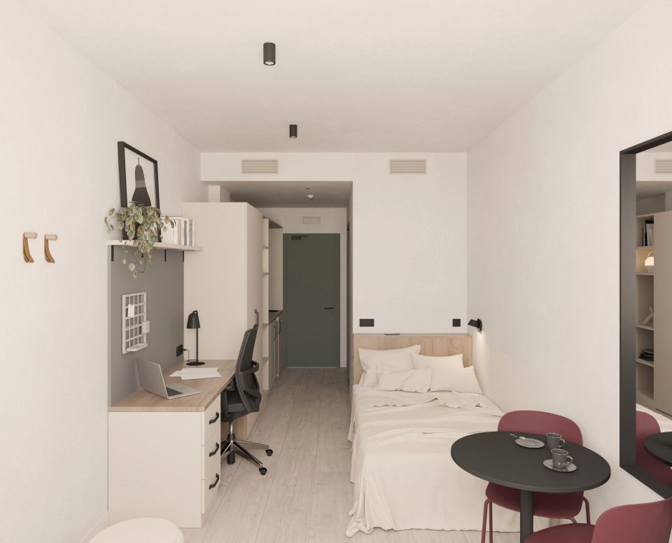 Dormitori de Estudi de lloguer en  Granada Capital amb Aire condicionat, Moblat i Microones
