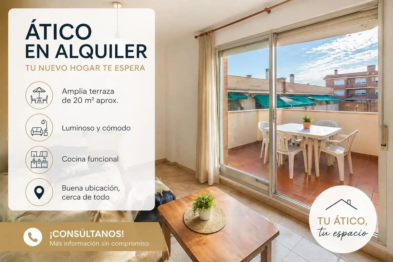 Sala de estar de Ático de alquiler en Alfafar con Terraza