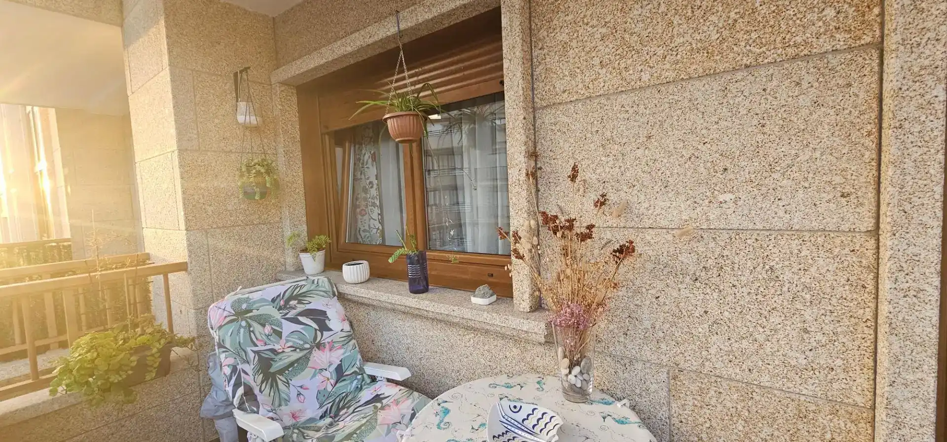 Terrasse von Wohnungen zur Miete in Sanxenxo mit Möbliert, Ofen und Waschmaschine