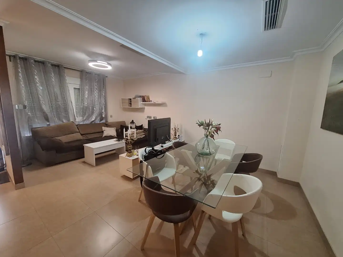 Sala d'estar de Casa adosada en venda en Sueca amb Aire condicionat, Parquet i Terrassa