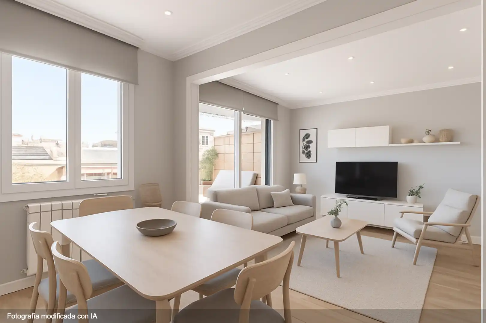 Wohnzimmer von Dachboden zum Verkauf in Barcelona mit Klimaanlage, Heizung und Parkett
