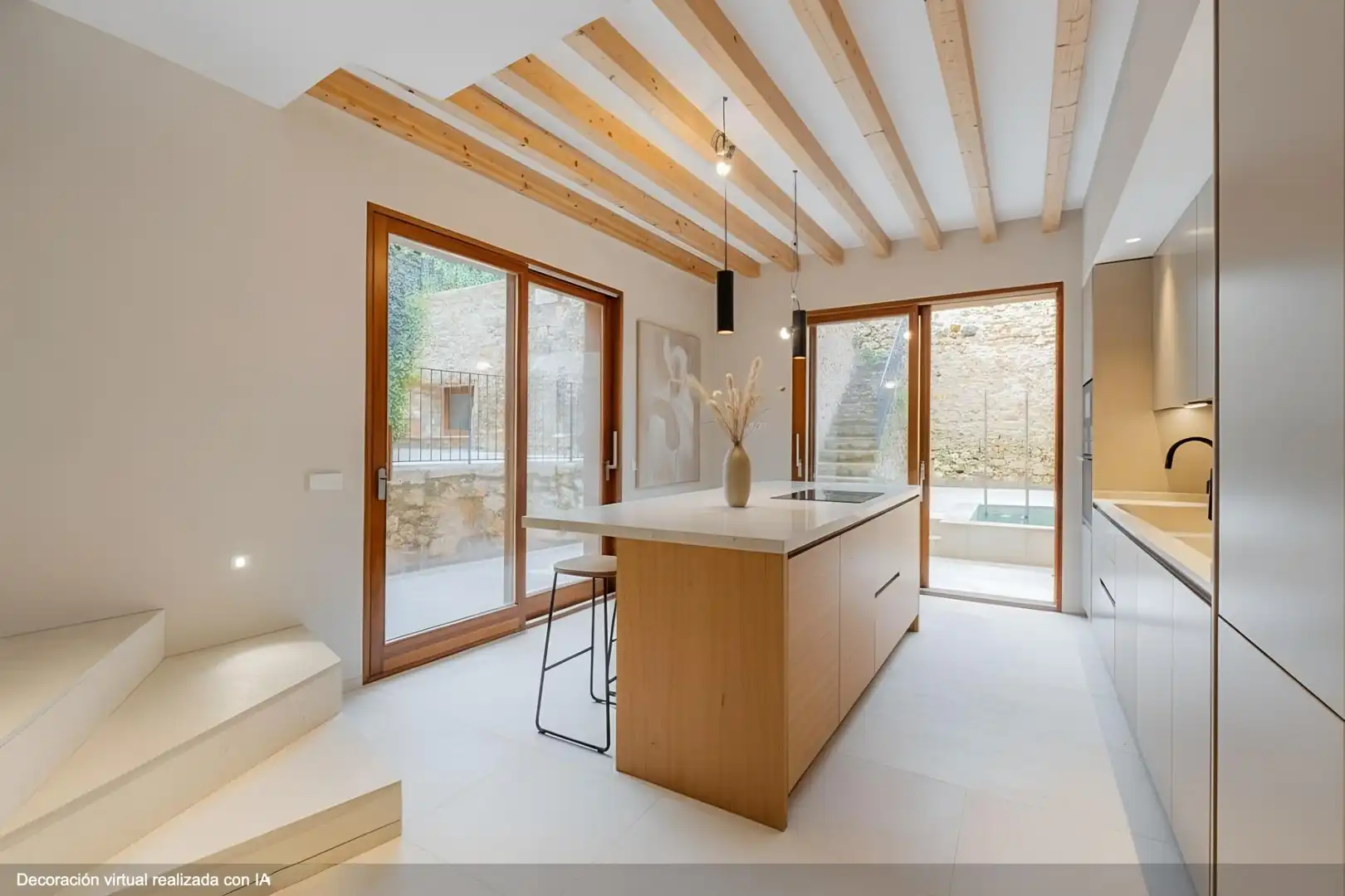 Küche von Einfamilien-Reihenhaus zum Verkauf in Mancor de la Vall mit Klimaanlage, Heizung und Terrasse