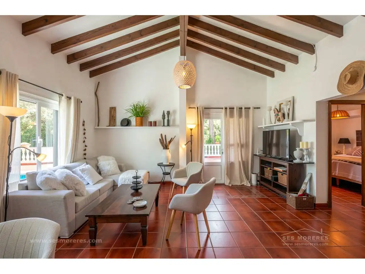Sala d'estar de Finca rústica en venda en Es Mercadal amb Aire condicionat, Jardí privat i Terrassa
