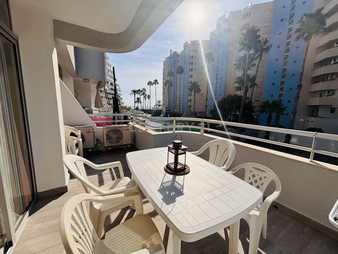 Terraza de Apartamento de alquiler en Calpe / Calp con Aire acondicionado, Lavadora y Microondas