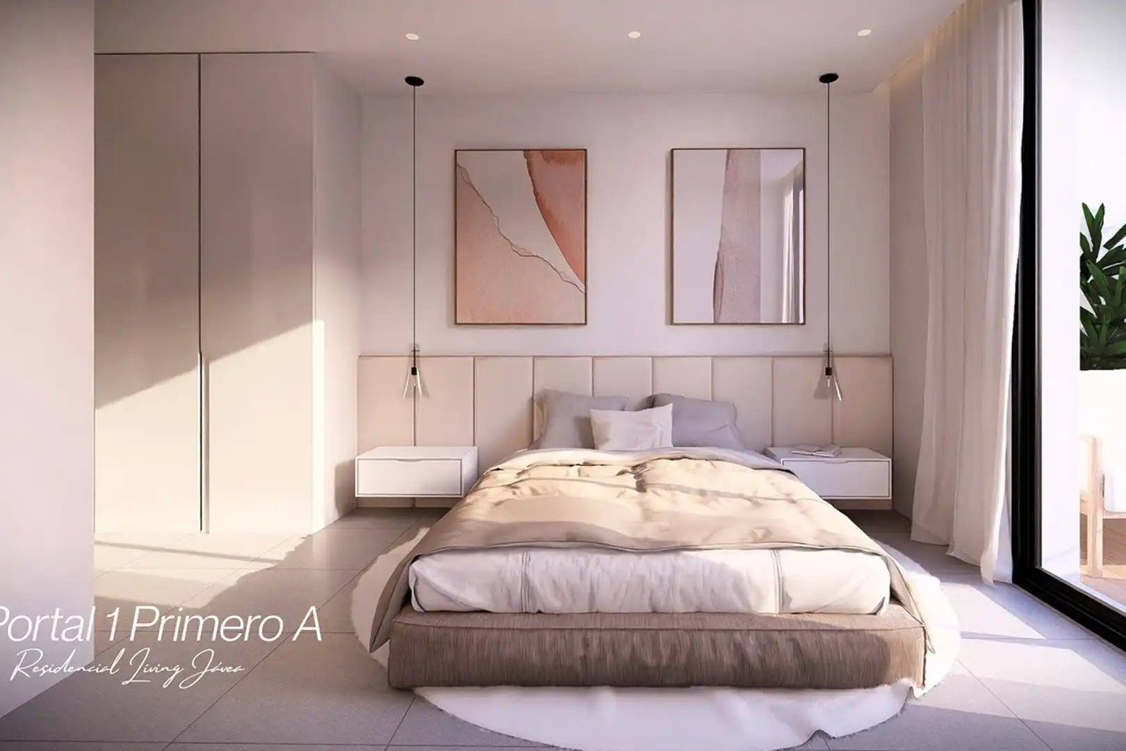 Schlafzimmer von Dachboden zum Verkauf in Jávea / Xàbia mit Klimaanlage, Heizung und Privatgarten
