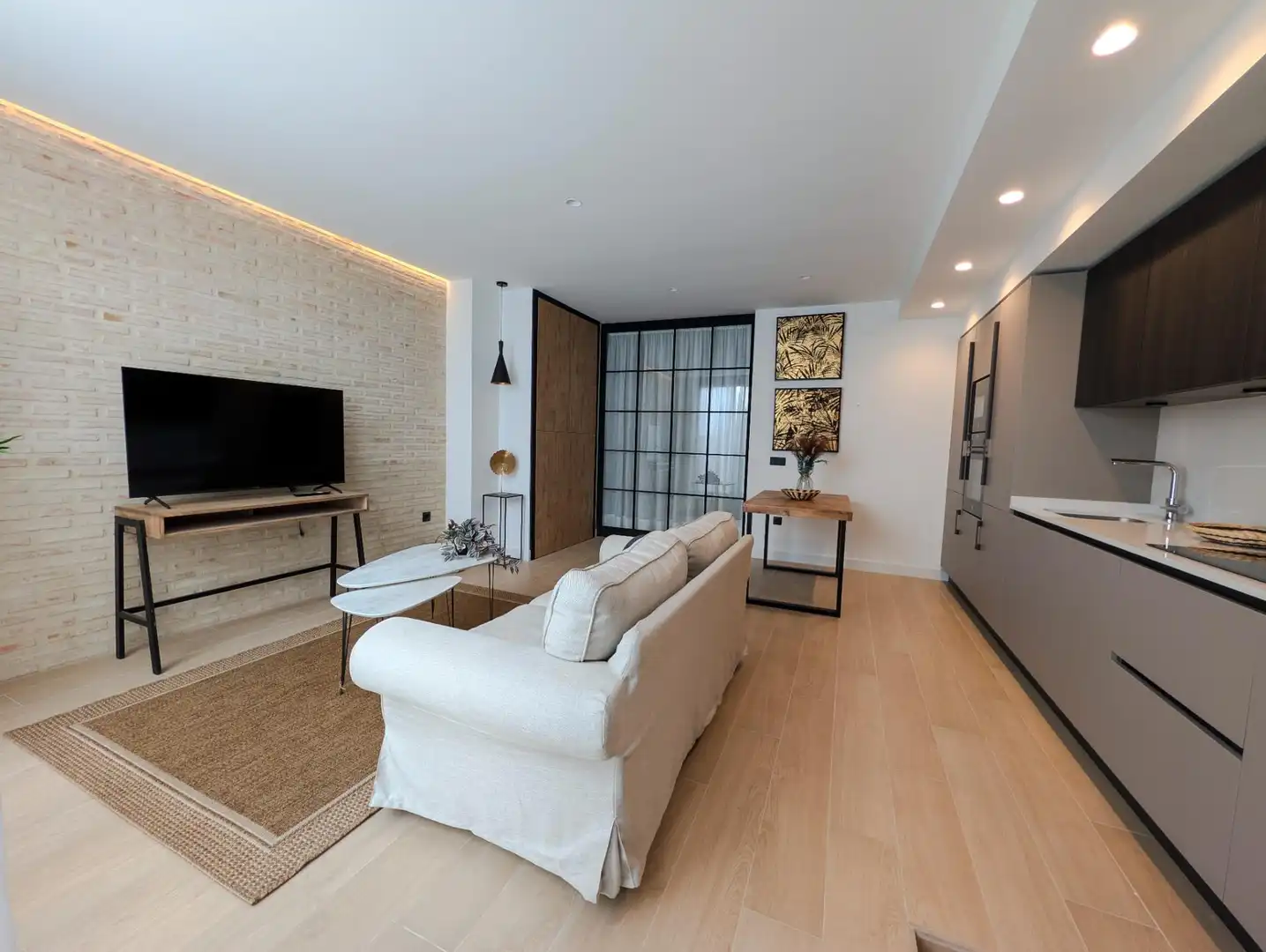 Living room of Flat for rent in Sanlúcar la Mayor  with Air Conditioner, Heating and Furnished