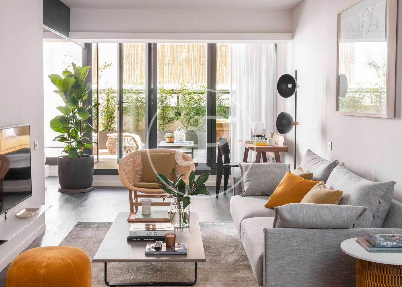 Sala d'estar de Pis de lloguer en  Barcelona Capital amb Aire condicionat, Calefacció i Terrassa