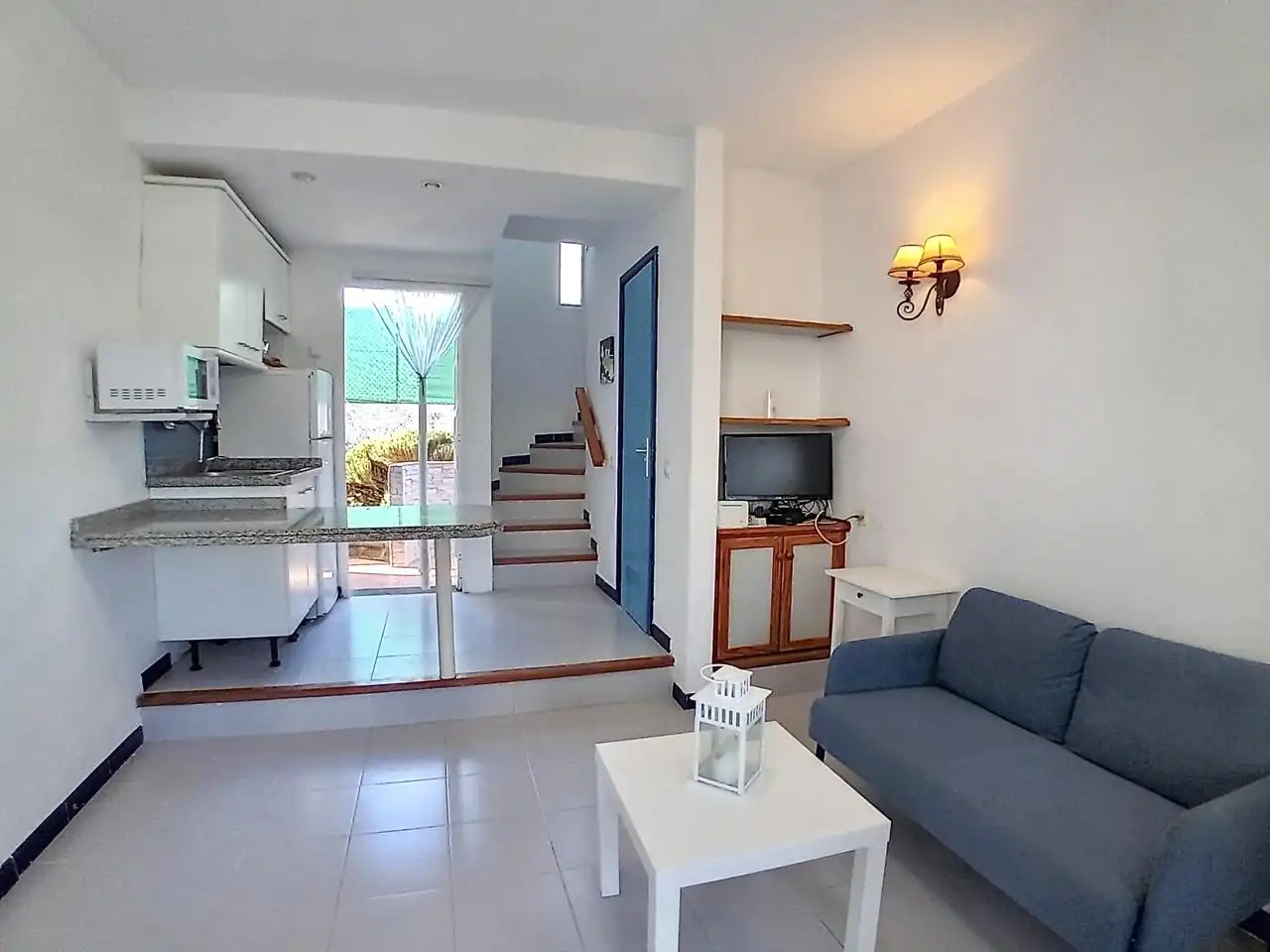 Wohnzimmer von Maisonette zur Miete in San Bartolomé de Tirajana mit Klimaanlage, Privatgarten und Terrasse