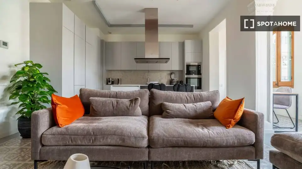 Sala de estar de Piso de alquiler en Barcelona con Aire acondicionado, Calefacción y Amueblado