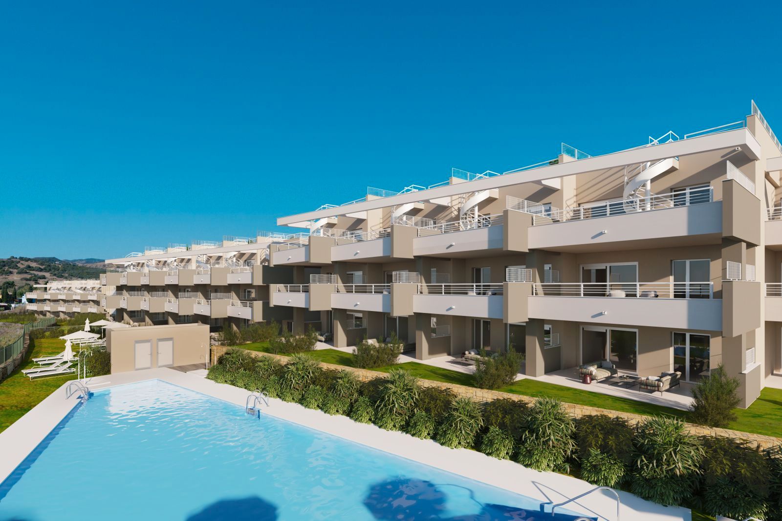 Swimming pool of Flat for sale in Estepona  with Air Conditioner, Private garden and Terrace