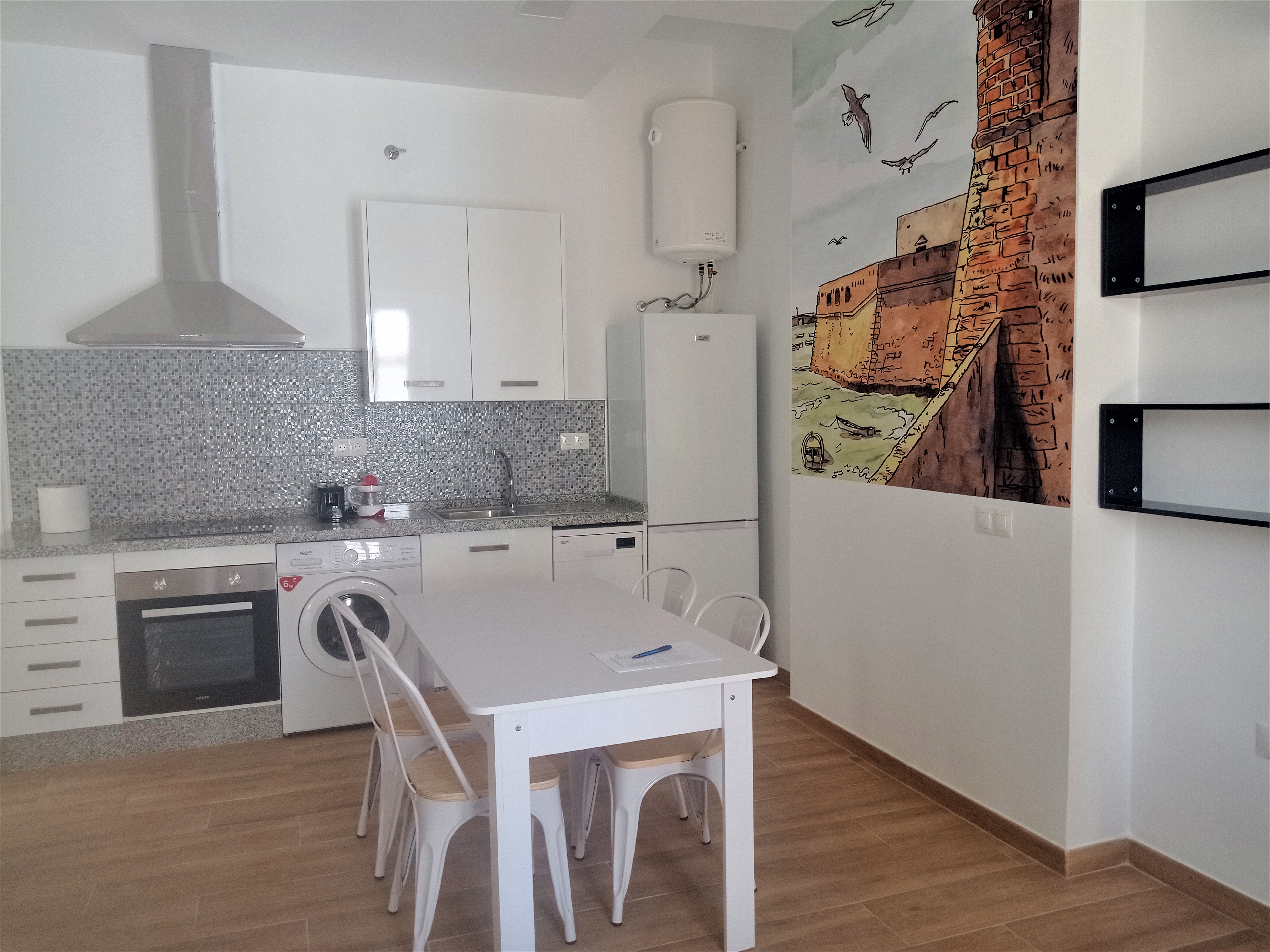Kitchen of Flat to rent in  Cádiz Capital  with Air Conditioner, Furnished and Oven