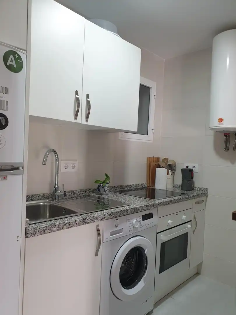 Cuina de Pis de lloguer en Sevilla amb Aire condicionat, Calefacció i Moblat
