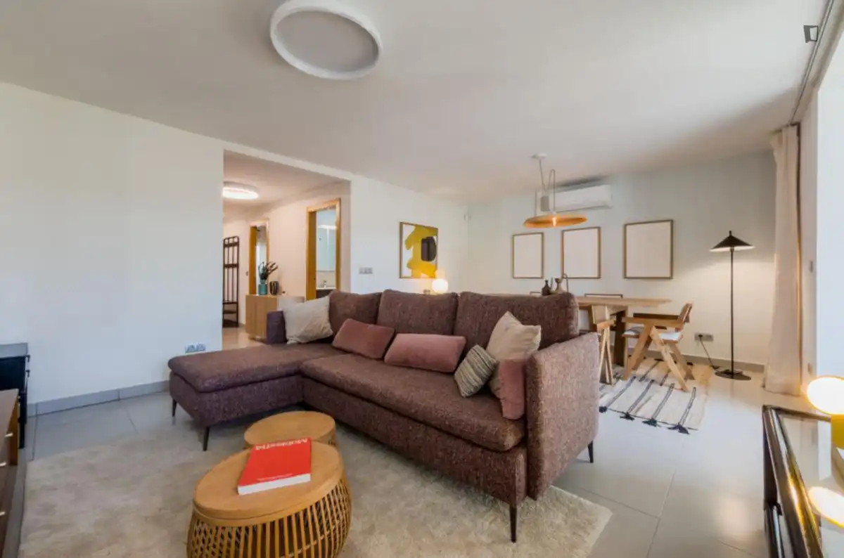 Sala de estar de Apartamento de alquiler en Barcelona con Aire acondicionado, Calefacción y Amueblado