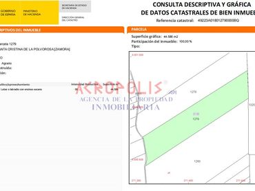 Terreno rustico in vendita a Polígono 18 Parcela 1279 CERVILLA. SANTA CRISTINA DE LA POLVOROSA (ZAMORA)
