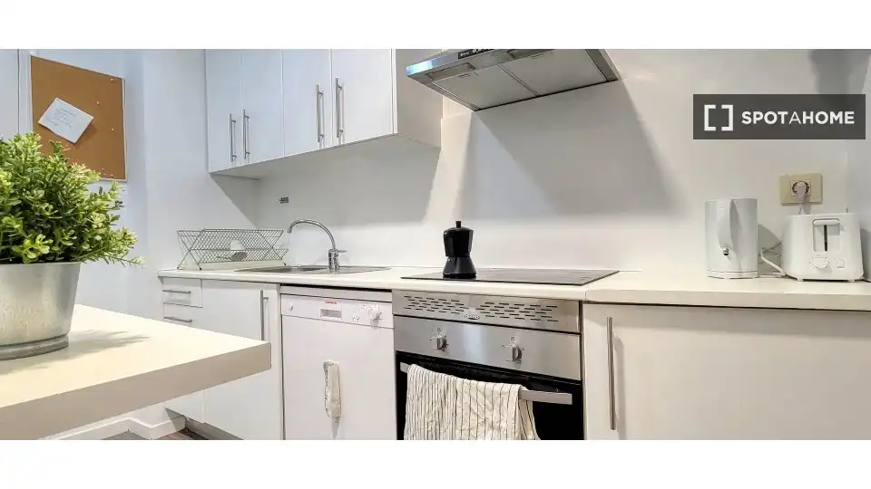 Kitchen of Flat for share in Madrid  with Air Conditioner, Heating and Furnished
