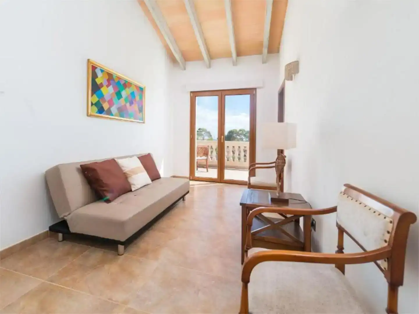Sala d'estar de Finca rústica de lloguer en Manacor amb Aire condicionat, Jardí privat i Traster