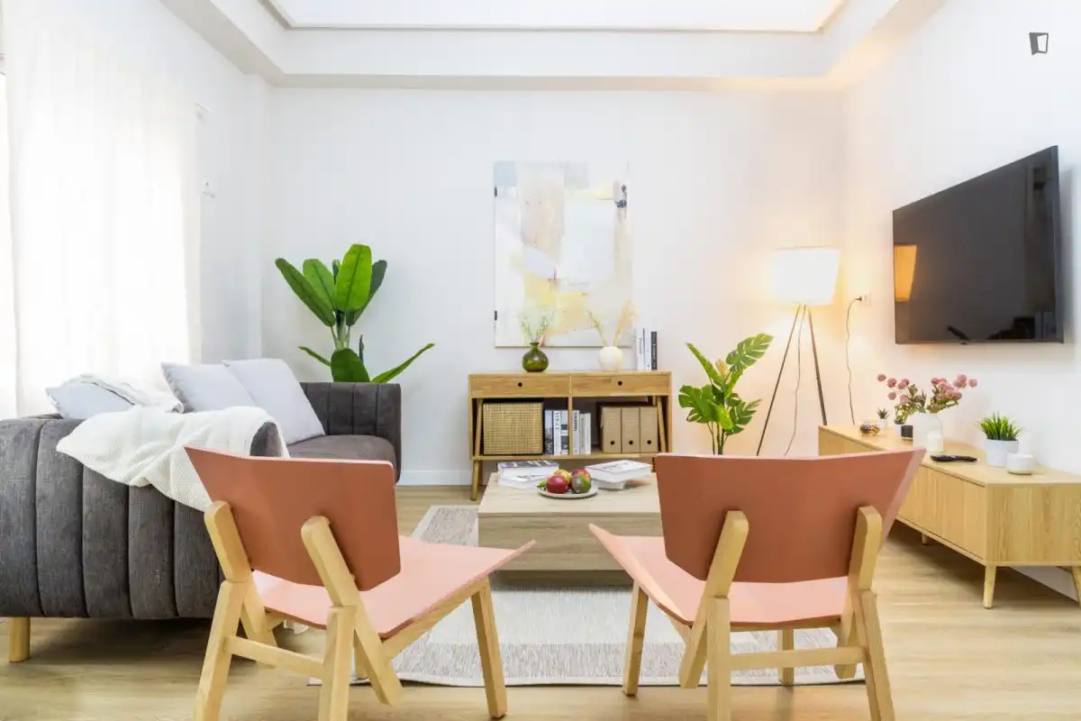 Sala de estar de Apartamento para compartir en Madrid con Calefacción, Amueblado y Horno