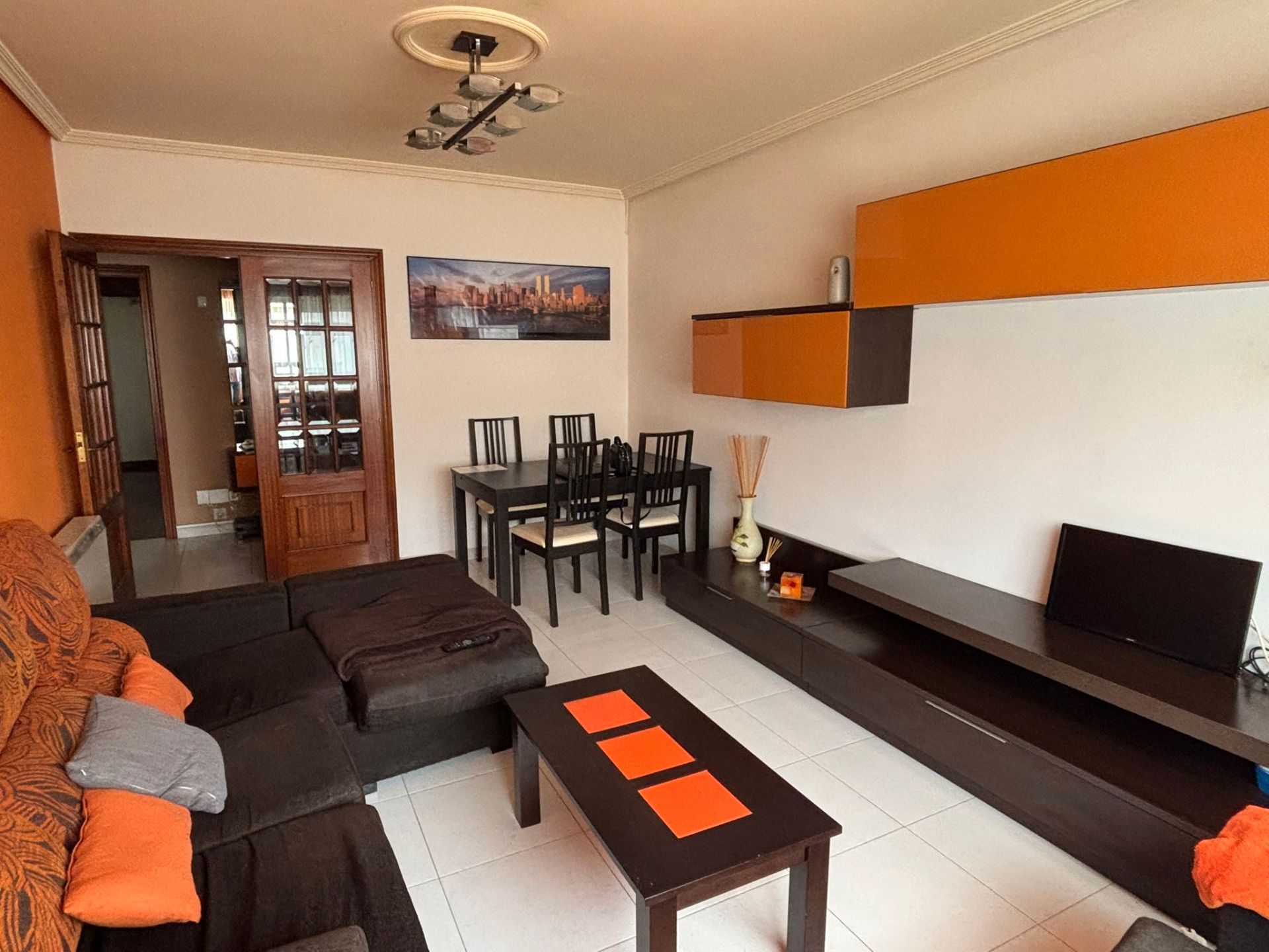 Living room of Flat for sale in Ferrol  with Heating, Parquet flooring and Terrace