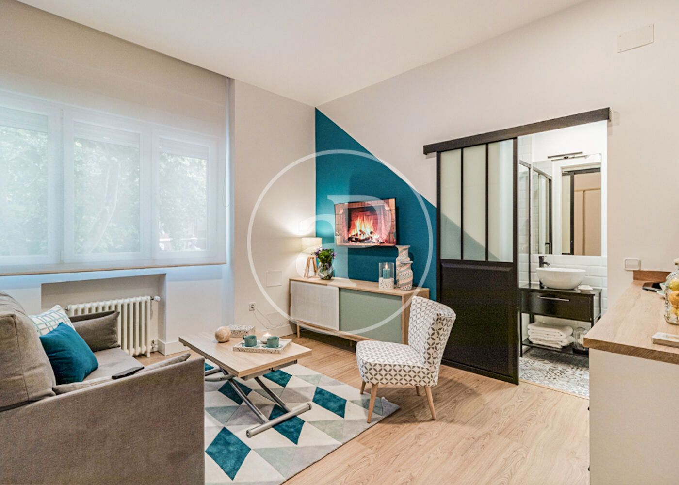 Sala d'estar de Pis de lloguer en  Madrid Capital amb Aire condicionat, Calefacció i Moblat