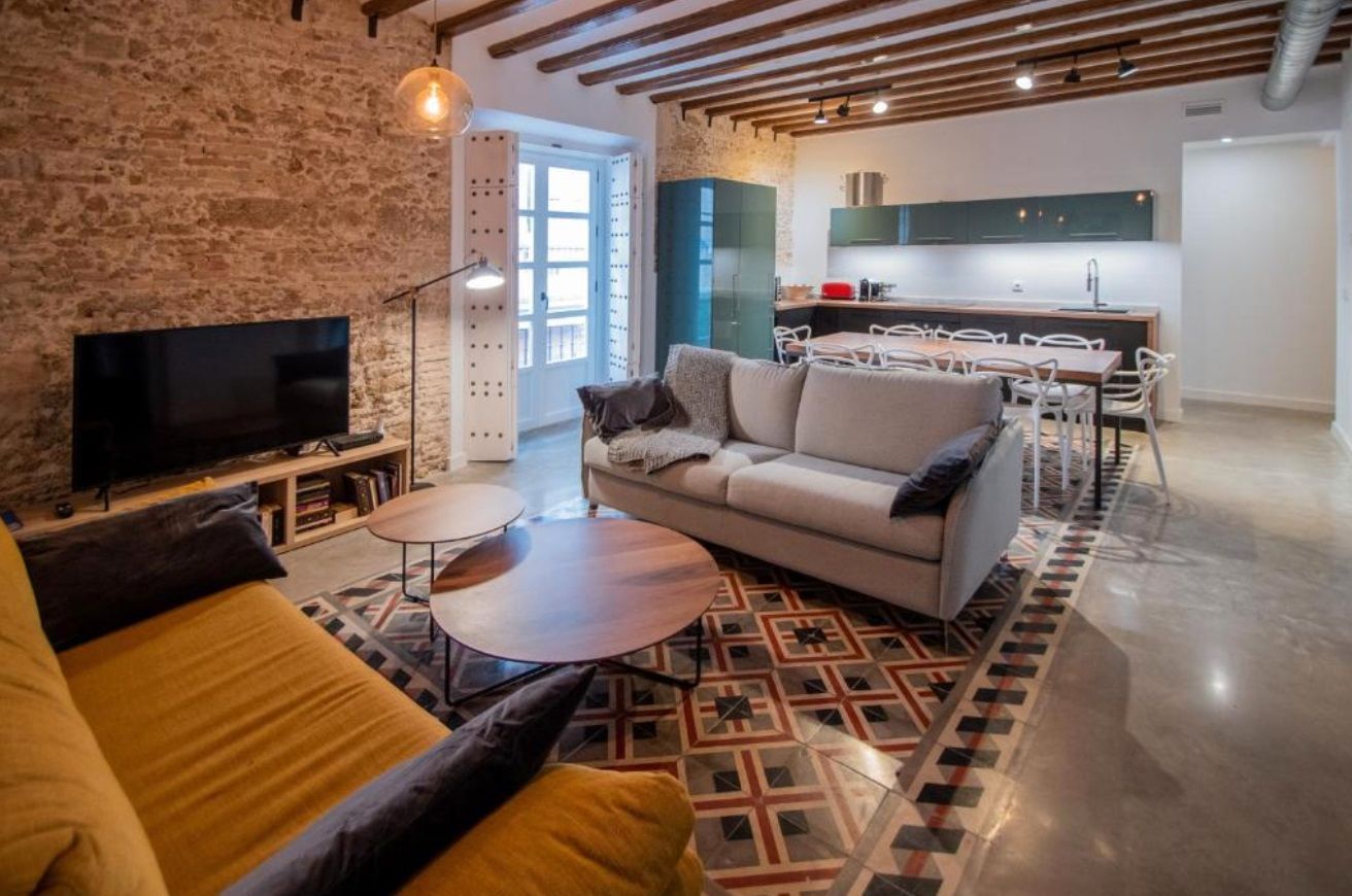 Sala d'estar de Apartament de lloguer en  Cádiz Capital amb Aire condicionat, Calefacció i Parquet