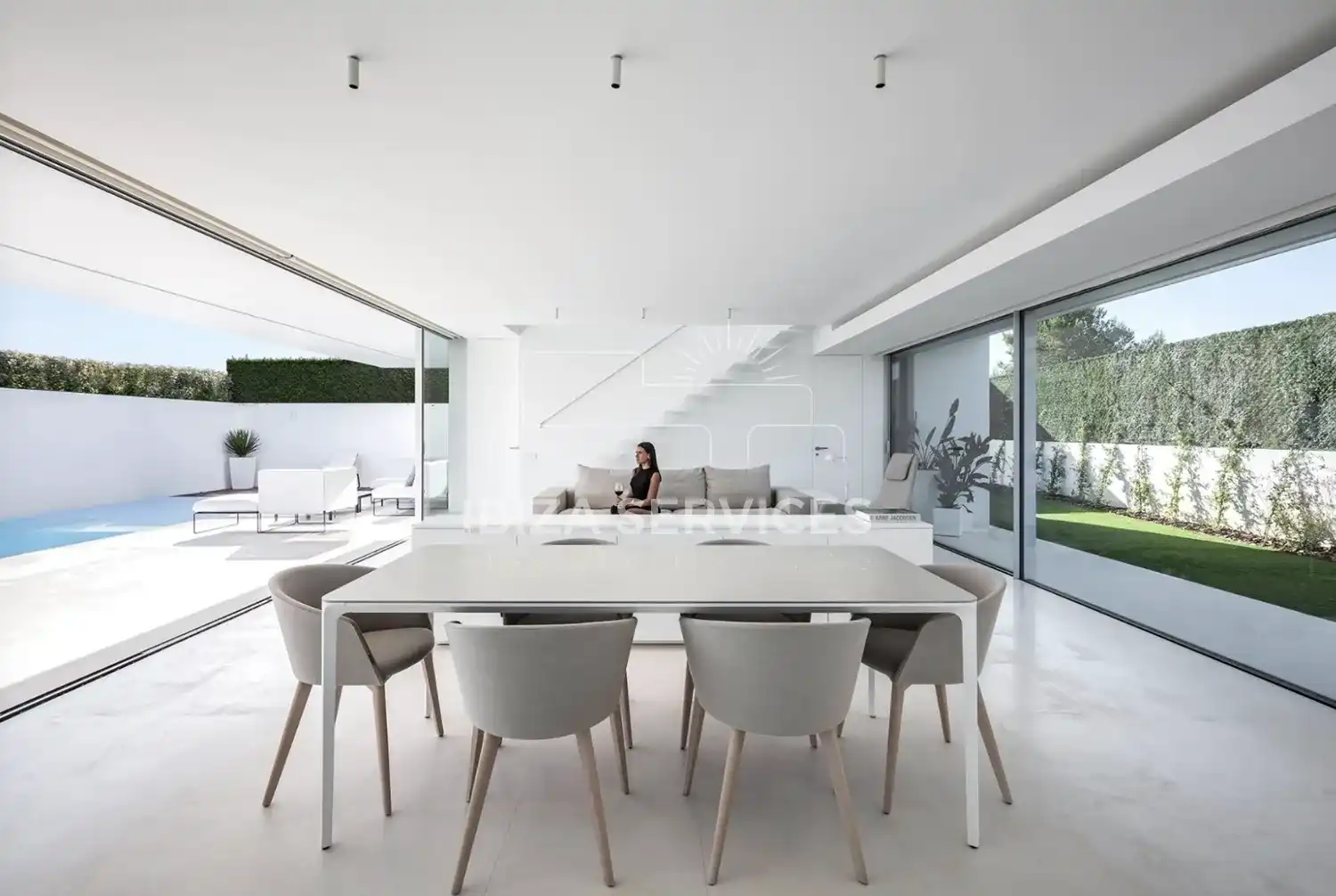Comedor de Casa o chalet de alquiler en Santa Eulària des Riu con Aire acondicionado, Jardín privado y Piscina