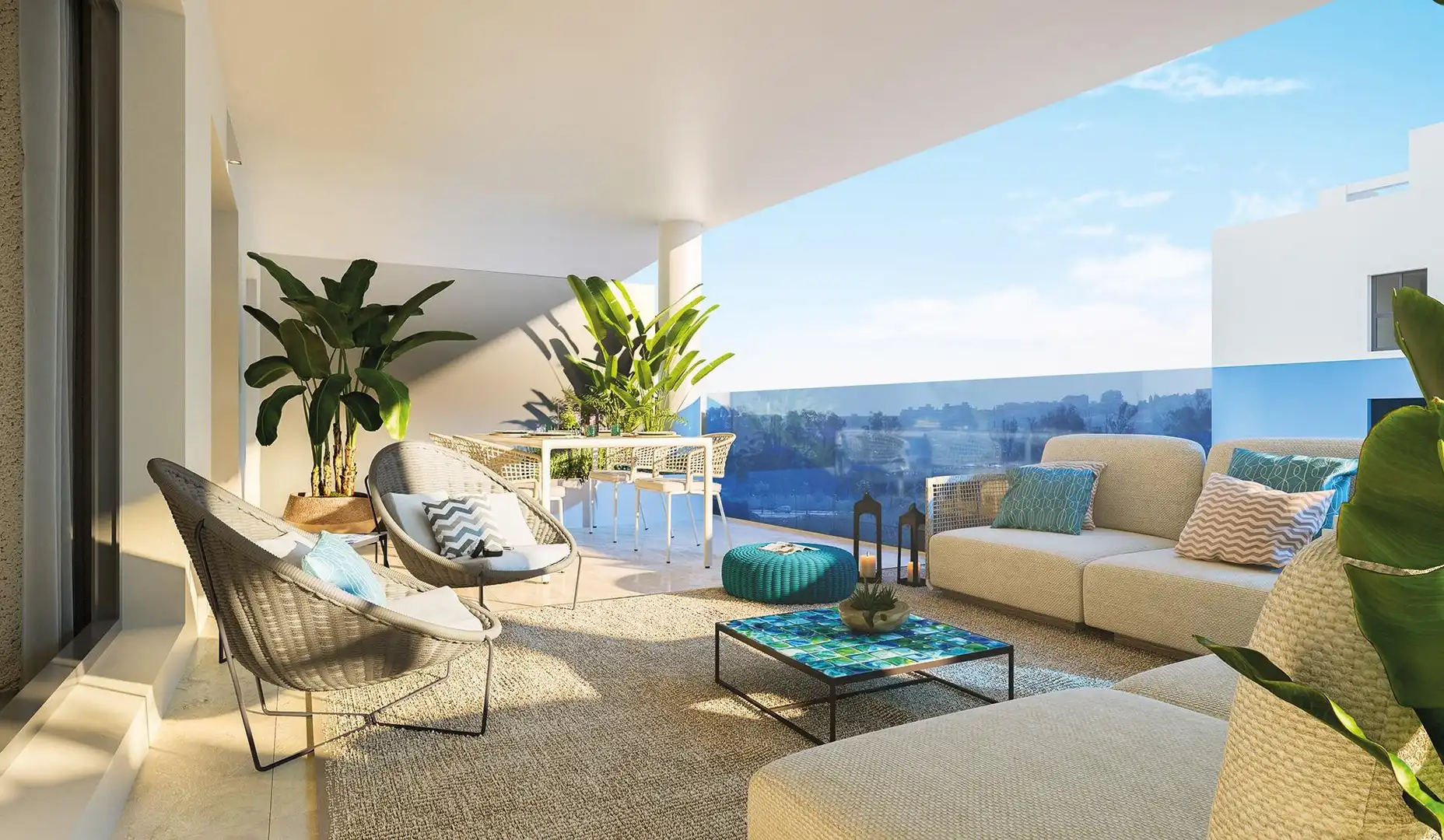 Terrasse von Wohnung zum Verkauf in Mijas mit Klimaanlage, Privatgarten und Terrasse