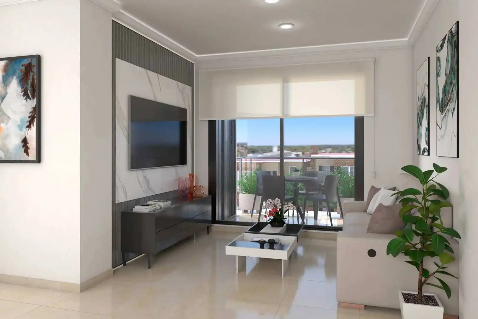 Sala d'estar de Apartament en venda en Rafelbuñol / Rafelbunyol amb Aire condicionat, Terrassa i Balcó