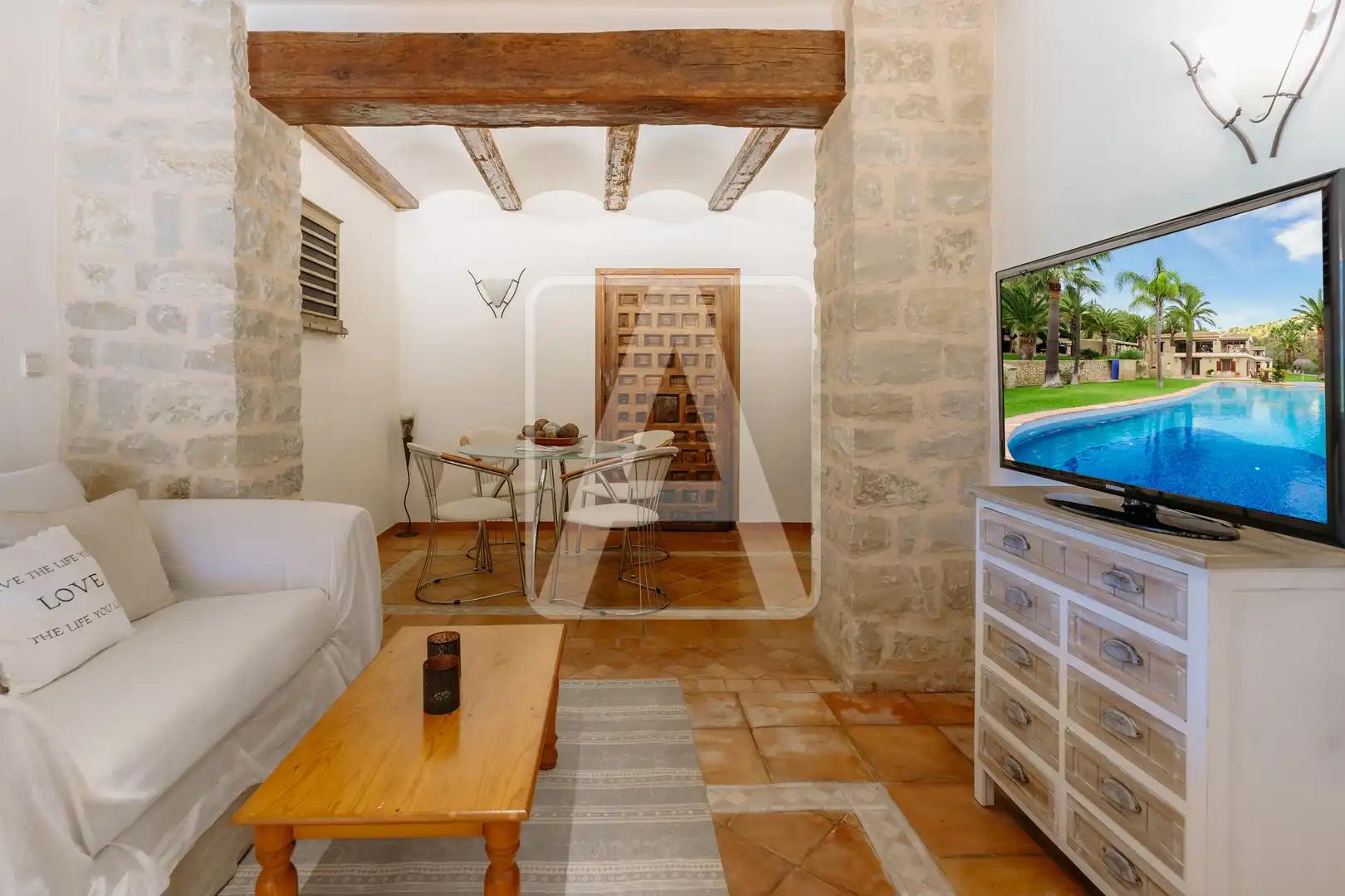 Sala de estar de Finca rústica en venta en Benissa con Aire acondicionado, Calefacción y Jardín privado