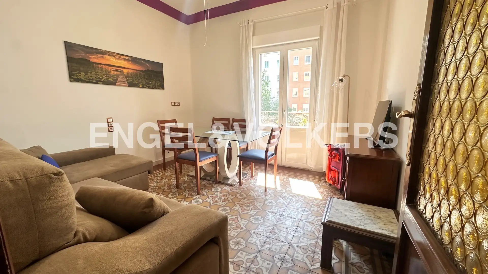 Wohnzimmer von Wohnung zur Miete in Madrid mit Heizung, Möbliert und Balkon