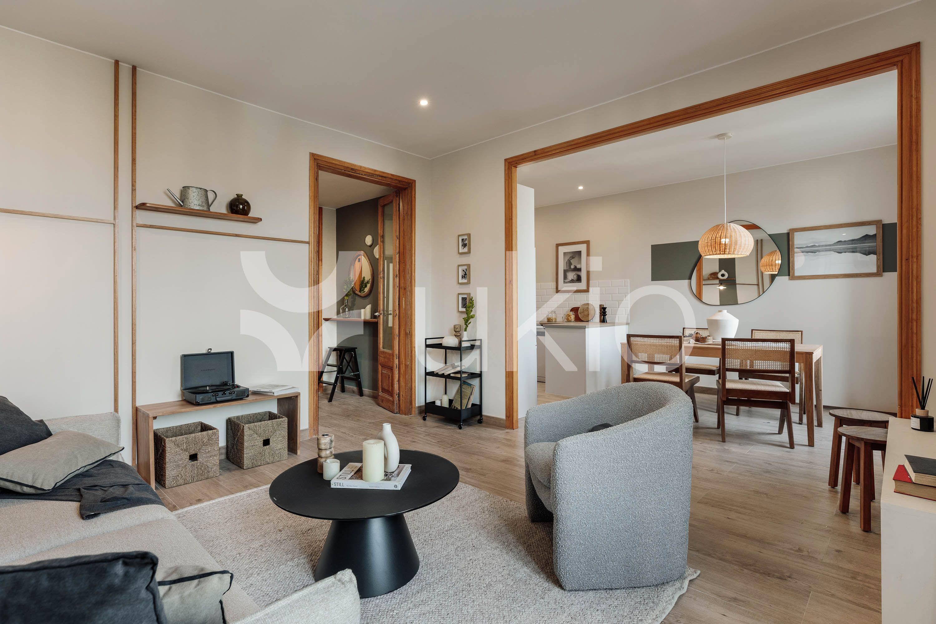 Sala d'estar de Apartament de lloguer en  Barcelona Capital amb Aire condicionat, Calefacció i Moblat