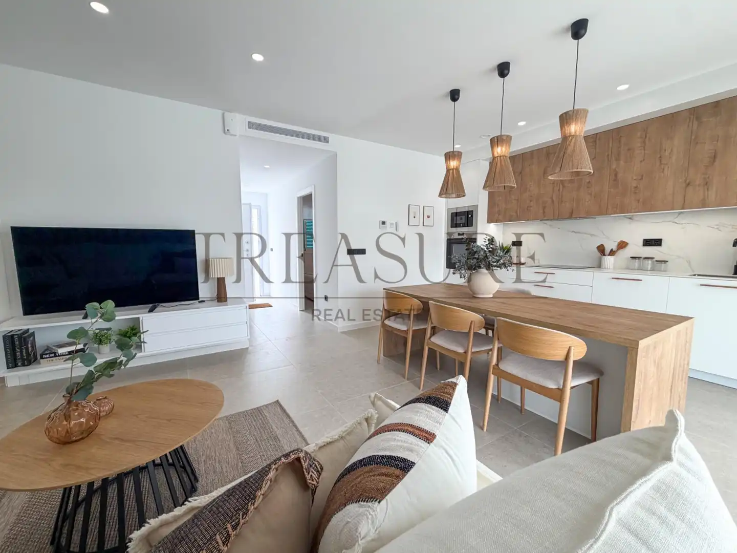Sala d'estar de Planta baixa en venda en Pilar de la Horadada amb Aire condicionat, Jardí privat i Terrassa