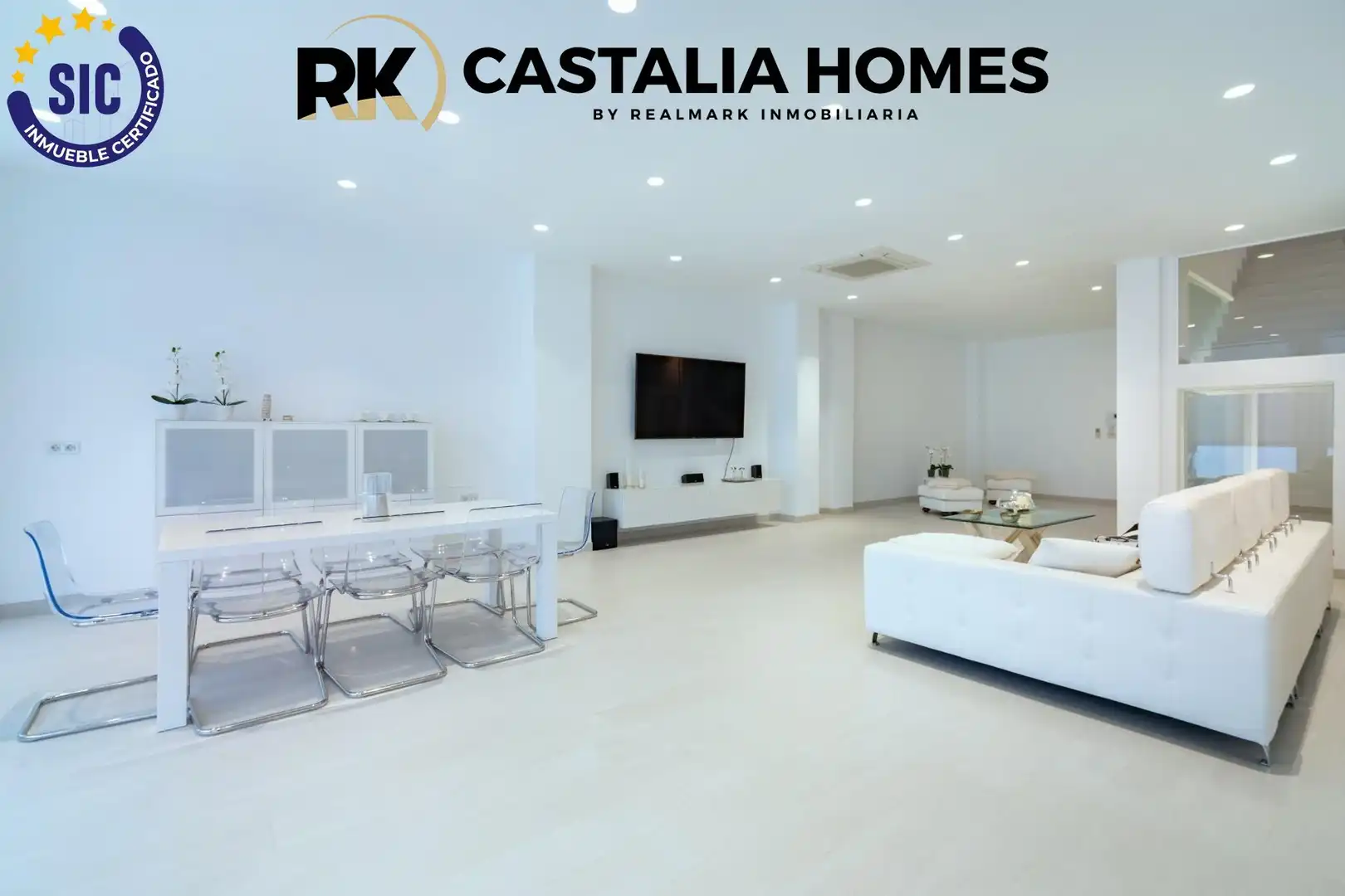Wohnzimmer von Einfamilien-Reihenhaus zum Verkauf in Castellón de la Plana / Castelló de la Plana mit Klimaanlage, Privatgarten und Terrasse