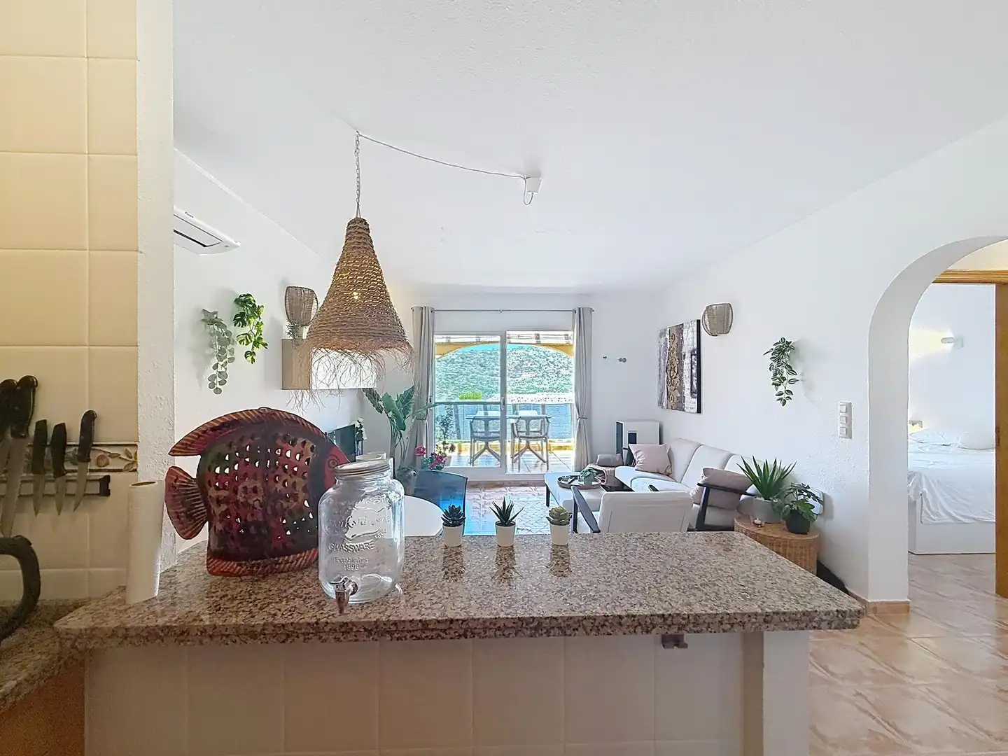 Sala d'estar de Apartament en venda en Benitachell / El Poble Nou de Benitatxell amb Aire condicionat, Calefacció i Terrassa