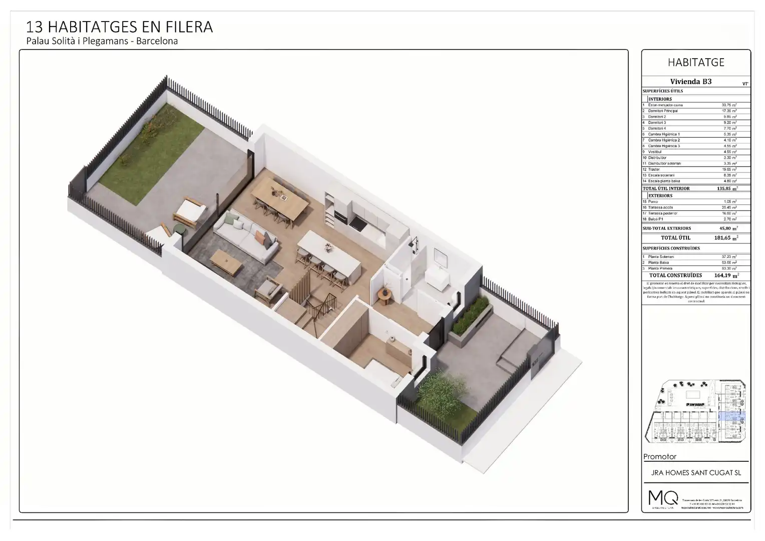 Neubau-Reihenhaus mit Terrasse zum Verkauf in Avinguda del Camí Reial 188