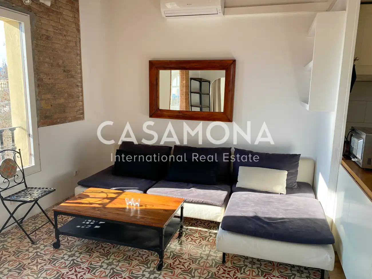 Wohnzimmer von Wohnungen zur Miete in Barcelona mit Klimaanlage, Terrasse und Möbliert